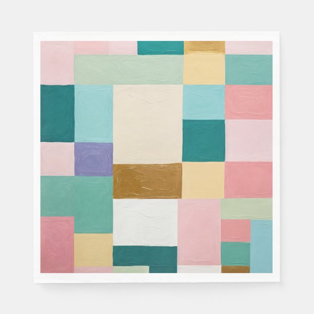 Serviette En Papier Courte géométrique pastel (Devant)