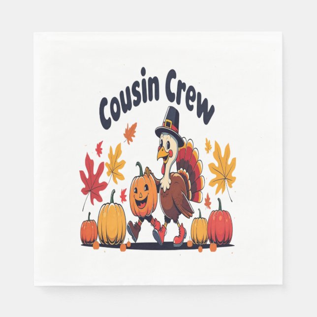 Serviette En Papier Cousin Crew Thanksgiving Citrouille (Devant)