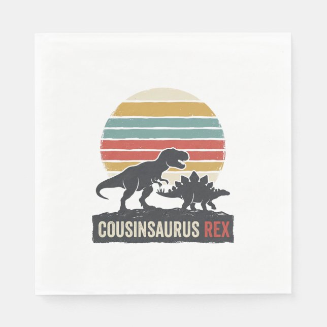 Serviette En Papier Cousinsaurus Rex Drôle Dinosaure Vintage T-shirt D (Devant)