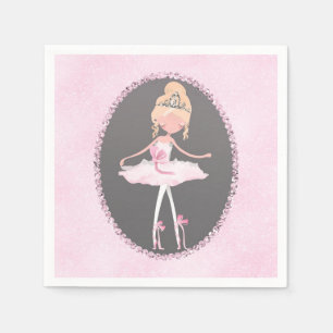 Serviette En Papier Couture rose et gris Ballerina Anniversaire