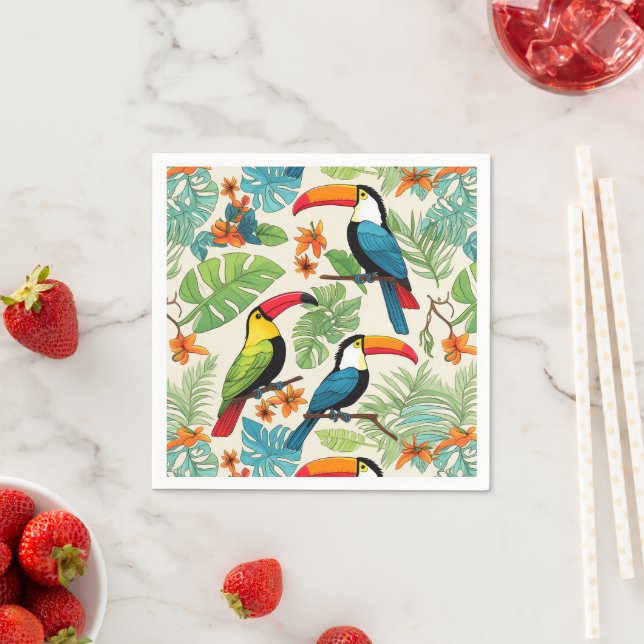 Serviette En Papier Couvert de Toucan Tropical (En situation)