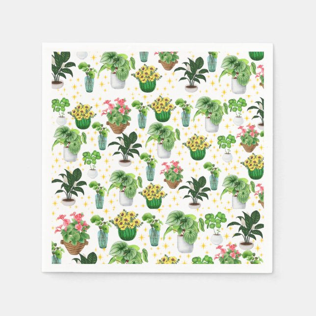 Serviette En Papier Couverture de plantes en pot fantaisistes (Devant)