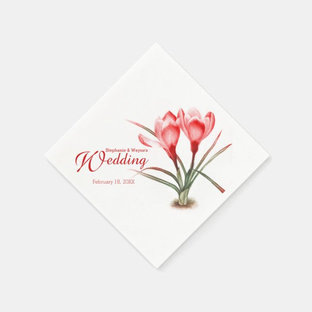 Serviette En Papier Couvre-serviettes mariage rouge couleur crocus (Coin)