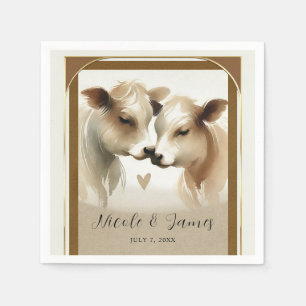 Serviette En Papier Cow Love Brown Cream Mariage campagnard