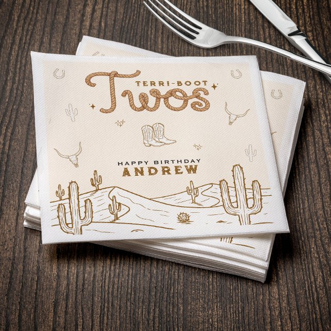 Serviette En Papier Cowboy 2nd Birthday Party Terri-Boot Twos Western (Cowboy 2nd Birthday Party Terri-Boot Twos Western Napkins
)