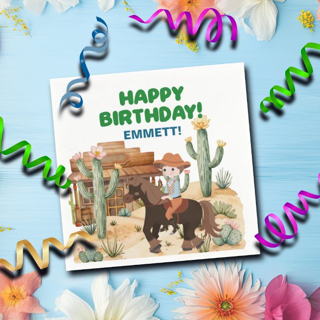 Serviette En Papier Cowboy à cheval fête d'anniversaire (Créateur téléchargé)