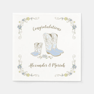 Serviette En Papier Cowboy Baby shower Pays Western Blue Boy