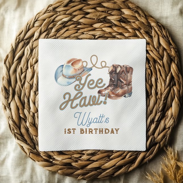 Serviette En Papier Cowboy Boots First Rodeo Birthday Party Napkins (Cowboy Boots First Rodeo Birthday Party Napkins)