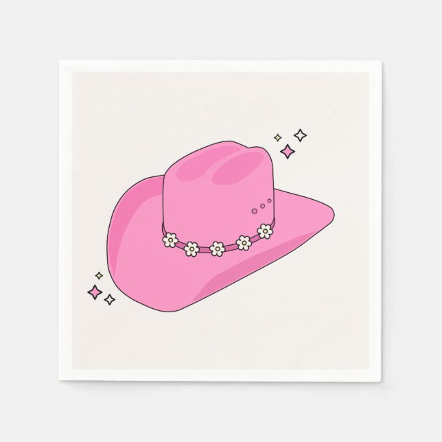 Serviette En Papier Cowboy Casquette Preppy rose (Devant)