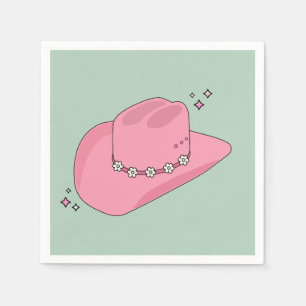Serviette En Papier Cowboy Casquette Preppy Rose Et Vert