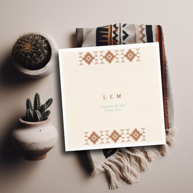 Serviette En Papier Cowboy Country Western Desert Terracotta Mariage (cowboy country western desert wedding napkin aztec pattern terracotta teal)