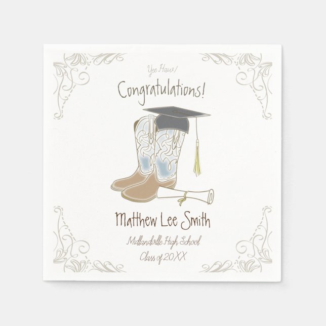 Serviette En Papier Cowboy Cowgirl Graduation Pays Western Party (Devant)