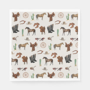 Serviette En Papier Cowboy Cowgirl Western Rodeo Pays Motif