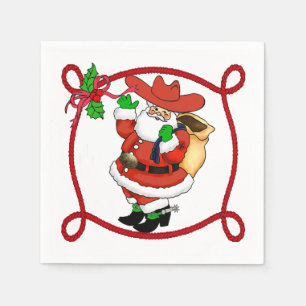 Serviette En Papier Cowboy occidental Père Noël de Noël avec la