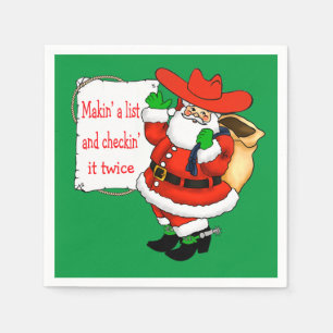Serviette En Papier Cowboy occidental Père Noël de Noël avec la lis