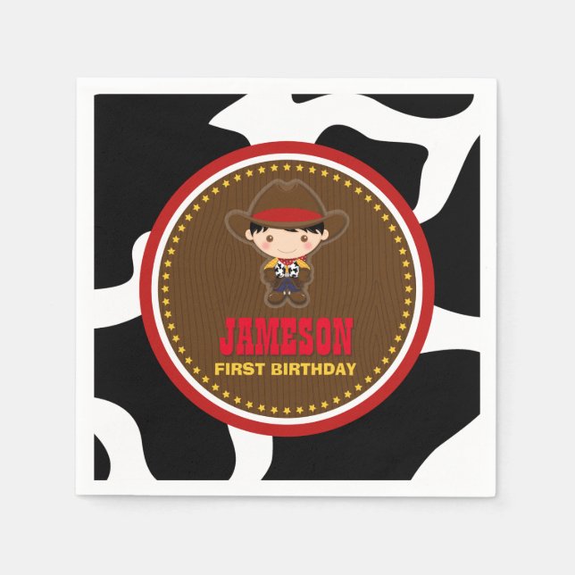 Serviette En Papier Cowboy Ouest Vieux Ouest Anniversaire (Devant)