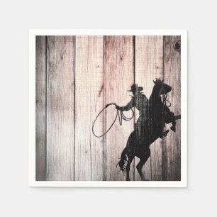 Serviette En Papier Cowboy Rustic Wood Grange Pays Fête d'anniversaire
