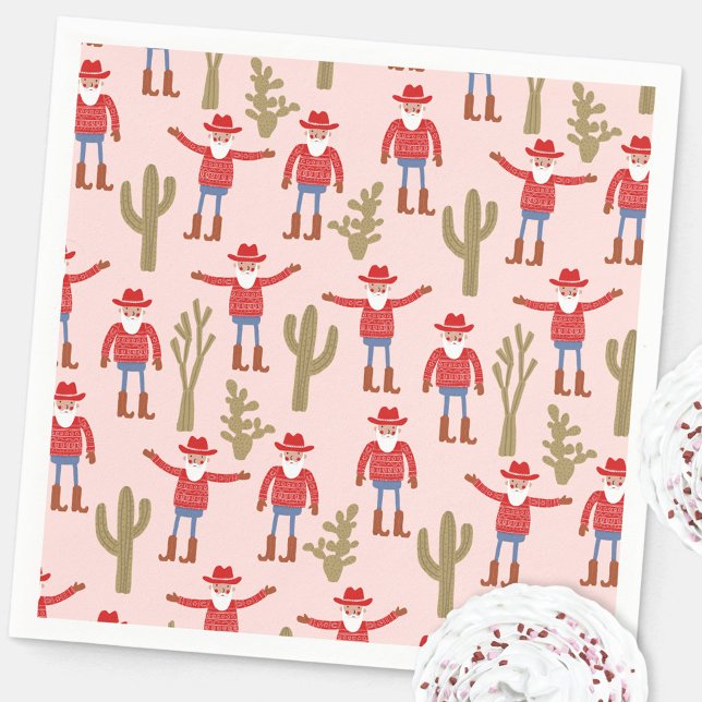Serviette En Papier Cowboy Santa Claus Western Christmas (Fun Cowboy Santa Claus Christmas Holidays Western party paper napkin)