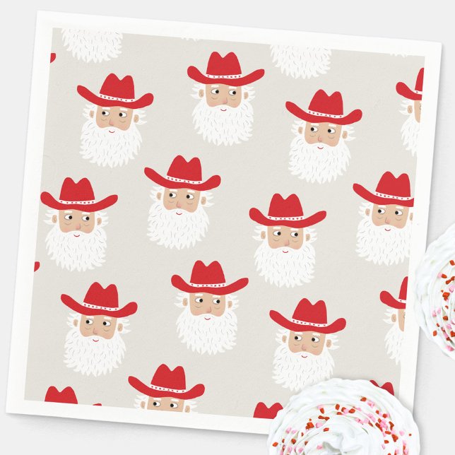 Serviette En Papier Cowboy Santa Claus Western Christmas (Fun Cowboy Santa Claus Western Holidays Christmas party paper napkin)