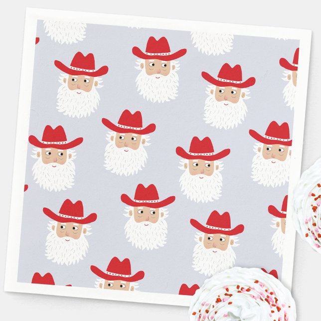 Serviette En Papier Cowboy Santa Claus Western Christmas (Fun Cowboy Santa Claus Western Holidays Christmas party paper napkin)