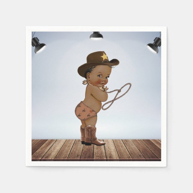 Serviette En Papier Cowboy Sur Son Chemin Baby shower Napkins (Devant)