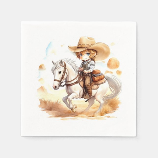Serviette En Papier Cowboy Tales : Rustic Wild West Baby shower (Devant)