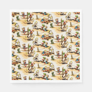 Serviette En Papier Cowboy vintage Country Kids Pony Cactus