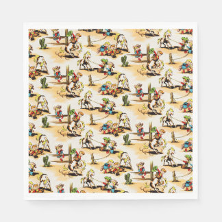 Serviette En Papier Cowboy vintage Country Kids Pony Cactus