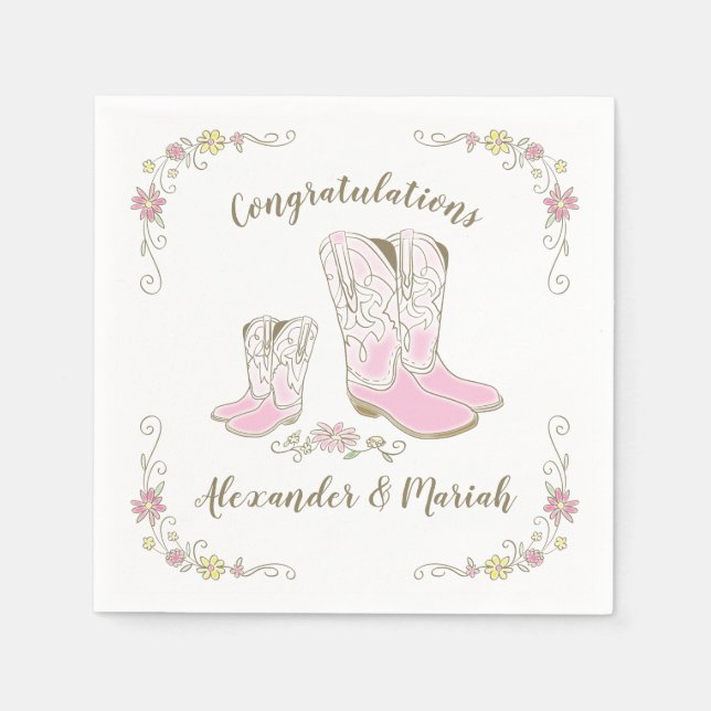 Serviette En Papier Cowgirl Baby shower Pays Western Rose Girl (Devant)