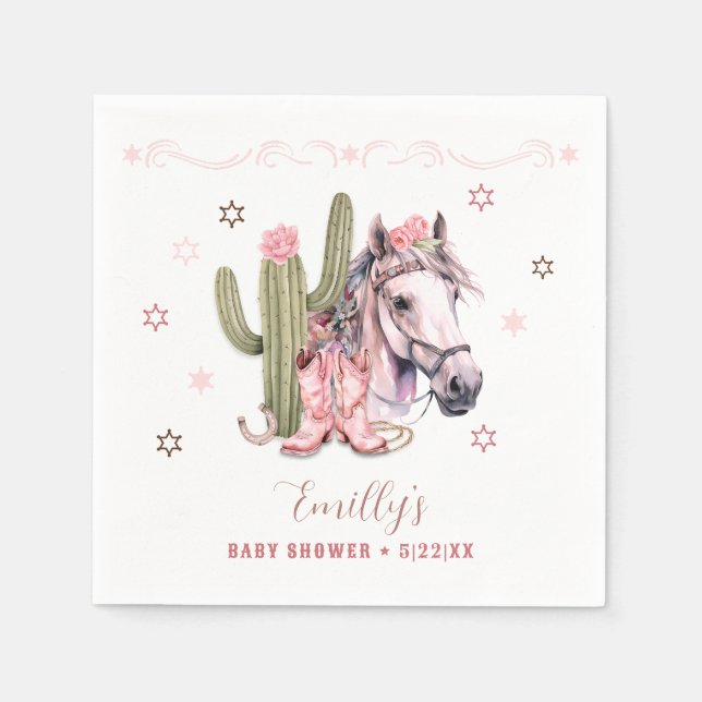 Serviette En Papier Cowgirl Baby shower serviettes - thème occidental  (Devant)