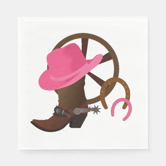 Serviette En Papier Cowgirl Birthday Party Boot Scottin (Devant)