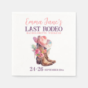 Serviette En Papier Cowgirl Dernier Rodeo Rose Bachelorette