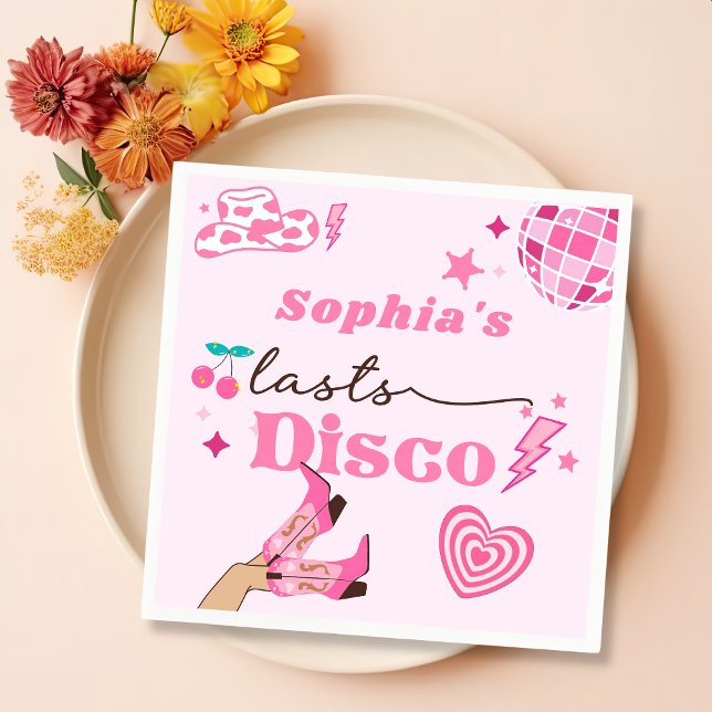 Serviette En Papier Cowgirl Dernière Disco Enterrement de Vie de Jeune (Créateur téléchargé)