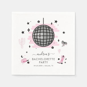 Serviette En Papier Cowgirl Disco Bachelorette Retro Space Pink Party