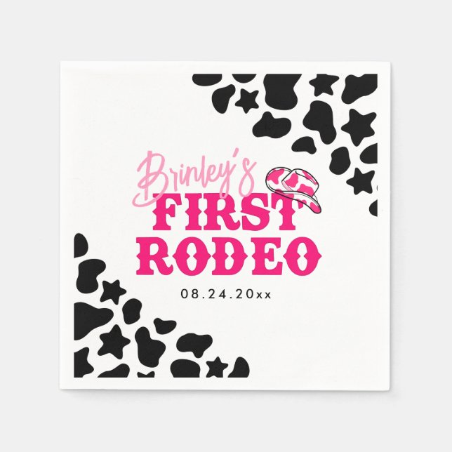 Serviette En Papier Cowgirl Disco Rose Premier Rodéo (Devant)