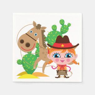 Serviette En Papier Cowgirl et Horse