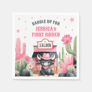 Serviette En Papier Cowgirl First Rodeo Highland Cow Birday Party