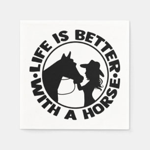 Serviette En Papier Cowgirl Princess Amoureuse de Cheval Cowboy Poney