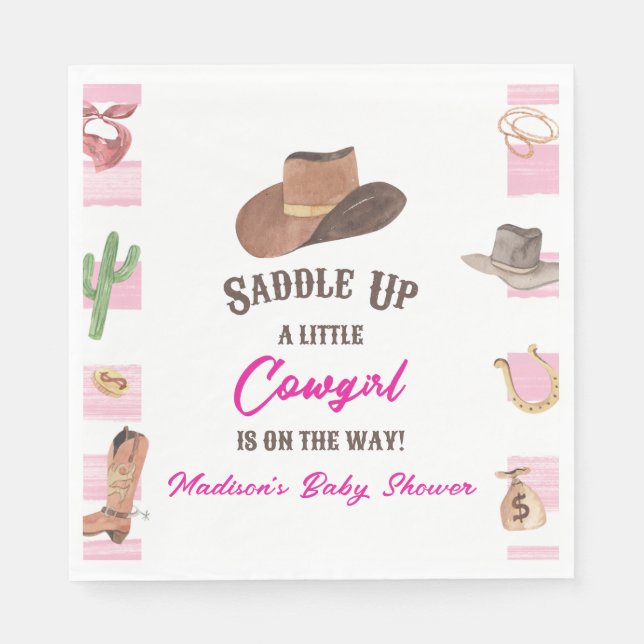 Serviette En Papier Cowgirl Western Rodeo Wild West Baby shower (Devant)