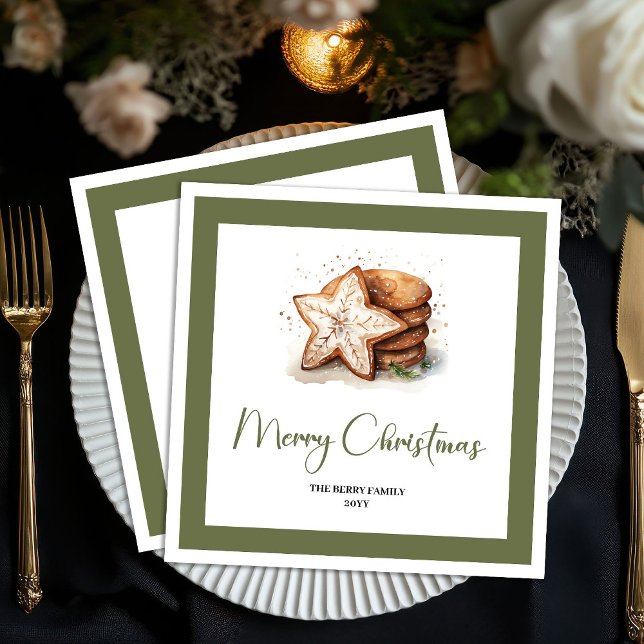 Serviette En Papier Cozy Earthy Christmas Cookies Personalized Napkins (Cozy Earthy Christmas Cookies Personalized Napkins)