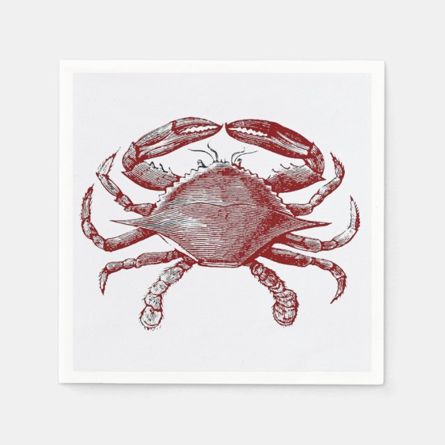 Serviette En Papier Crabby Rouge crayon rouge Crabe de l'océan Art (Devant)