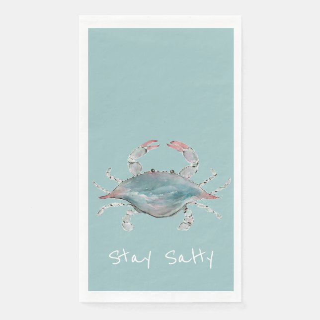 Serviette En Papier Crabe bleu à l'aquarelle (Devant)
