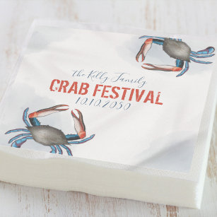 Serviette En Papier Crabe Bleu Élégant moderne Minimaliste Aquarelle P