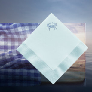 Serviette En Papier Crabe bleu vintage dans des serviettes bleues