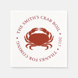 Serviette En Papier Crabe   Boule de fruits de mer Customisée