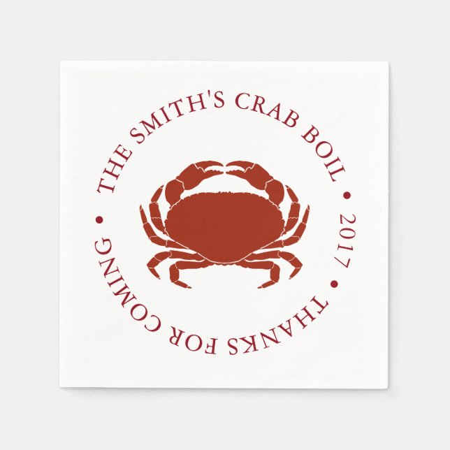 Serviette En Papier Crabe | Boule de fruits de mer Customisée (Devant)
