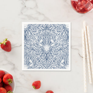Serviette En Papier Crabe et mauvaises herbes marines en blanc et mari