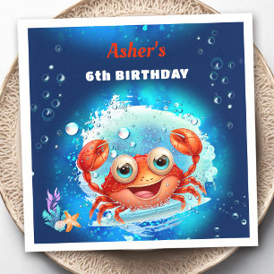 Serviette En Papier Crabe Marine Bleu Anniversaire Pool Party Garçon â