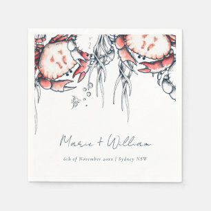 Serviette En Papier Crabe sous-marin de la Marine Rouge Corail Mariage