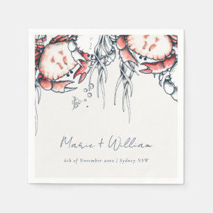 Serviette En Papier Crabe sous-marin de la Marine Rouge Corail Mariage